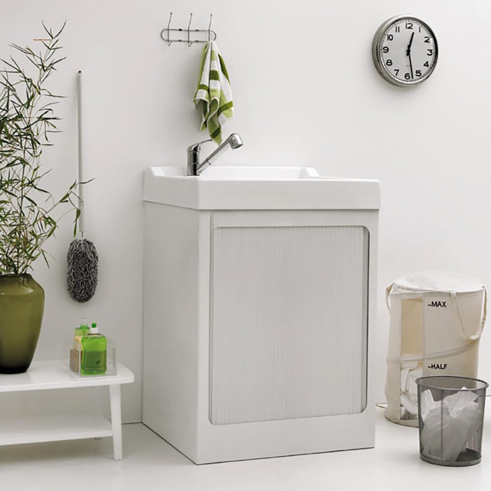 Lavatoio in Abs Bianco con box per lavatrice e vasca in resina 73x68 cm