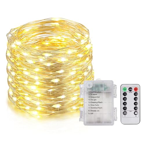 EvaStary Lichterkette Batteriebetrieben, 20M 200 LED Silberdraht-Lichter mit...