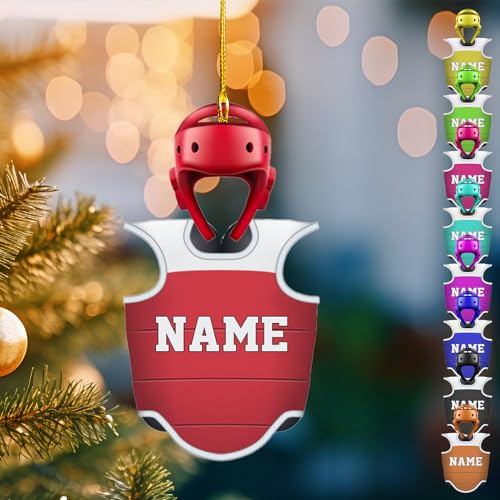 Podagree Personalized Name Ornaments for Christmas Tree, Custom Wood Christmas Ornament for Xmas 2023 Gift for Karate Sensei Instructor Wood Ornaments Hanging Decoration (TWD2)