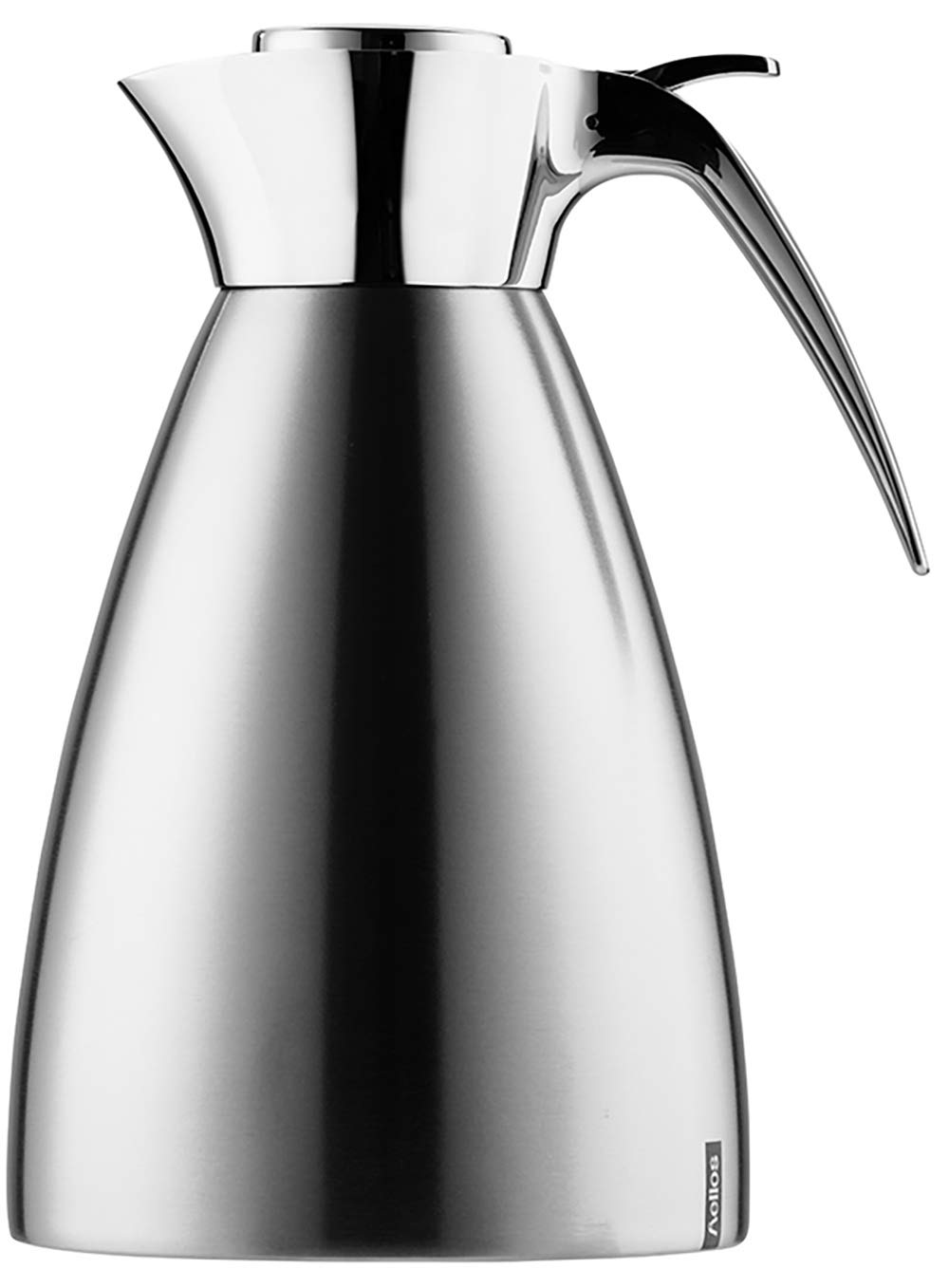 Helios Supreme Edelstahl-Isolierkanne 1,5L – 6h Heiß - Hält Getränke heiß & kalt - Bruchsicher & Spülmaschinenfest - Einfache Einhandbedienung, Matt