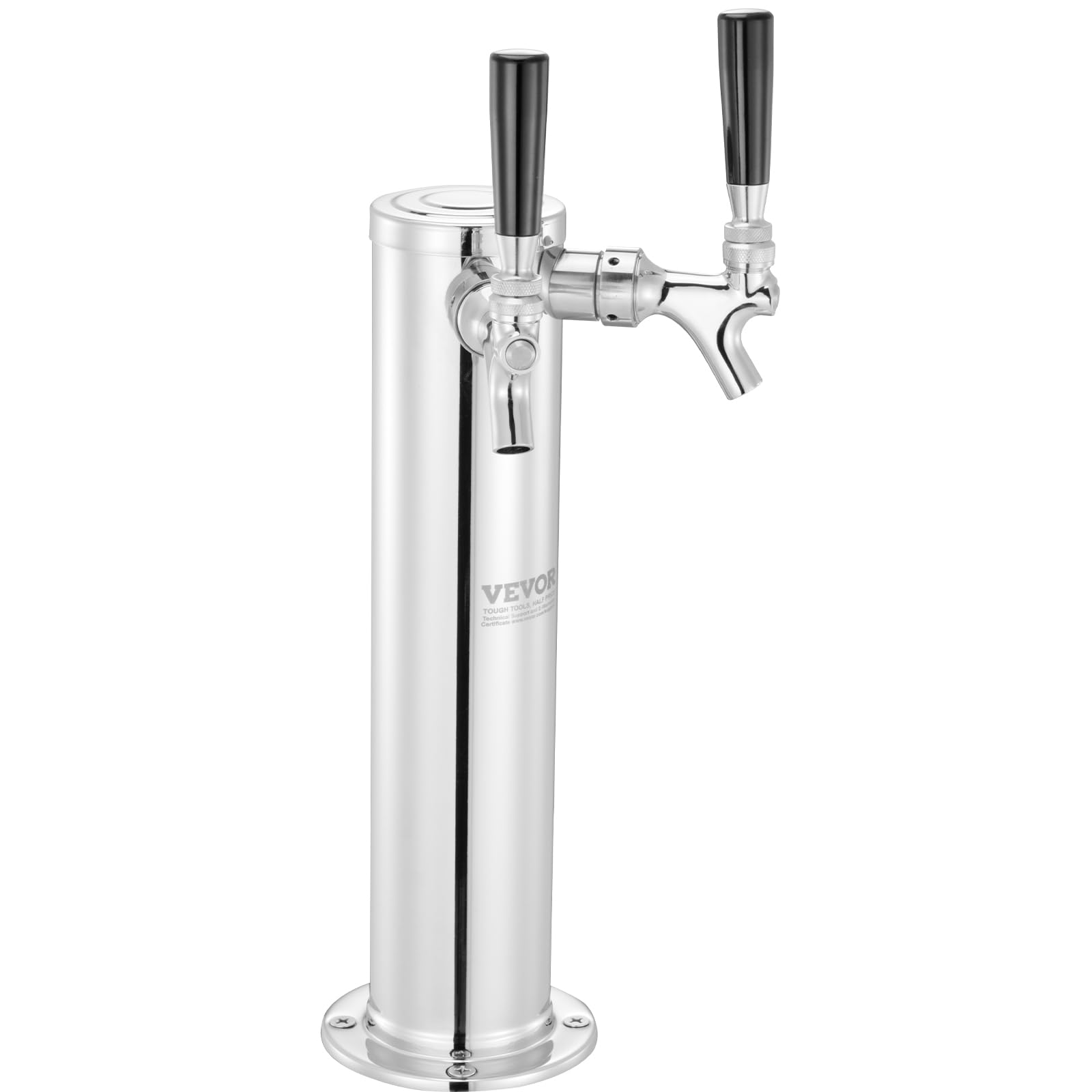 VEVOR Bierspender Bierturm, Bier-Umrüstsatz mit zwei Zapfhähnen, Bier-Turm-Zapfanlage aus Edelstahl mit Doppelmessgerät W21.8-Regler und S-System-Fasskupplung für Partys, zu Hause usw.