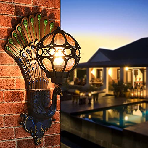 Craftthink Led Wall Sconce, Metallic Wall Mounted Lamp Art Deco Sphere Sconce Lighting 1-Light Wall Light Fixture With Peacock Backplate For Bathroom Dining Room Bedside Lamp Living Room #TOP2