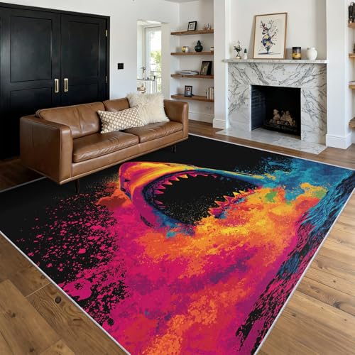 Tapis salon requin graffiti pour sécuriser et décorer votre sol - 2