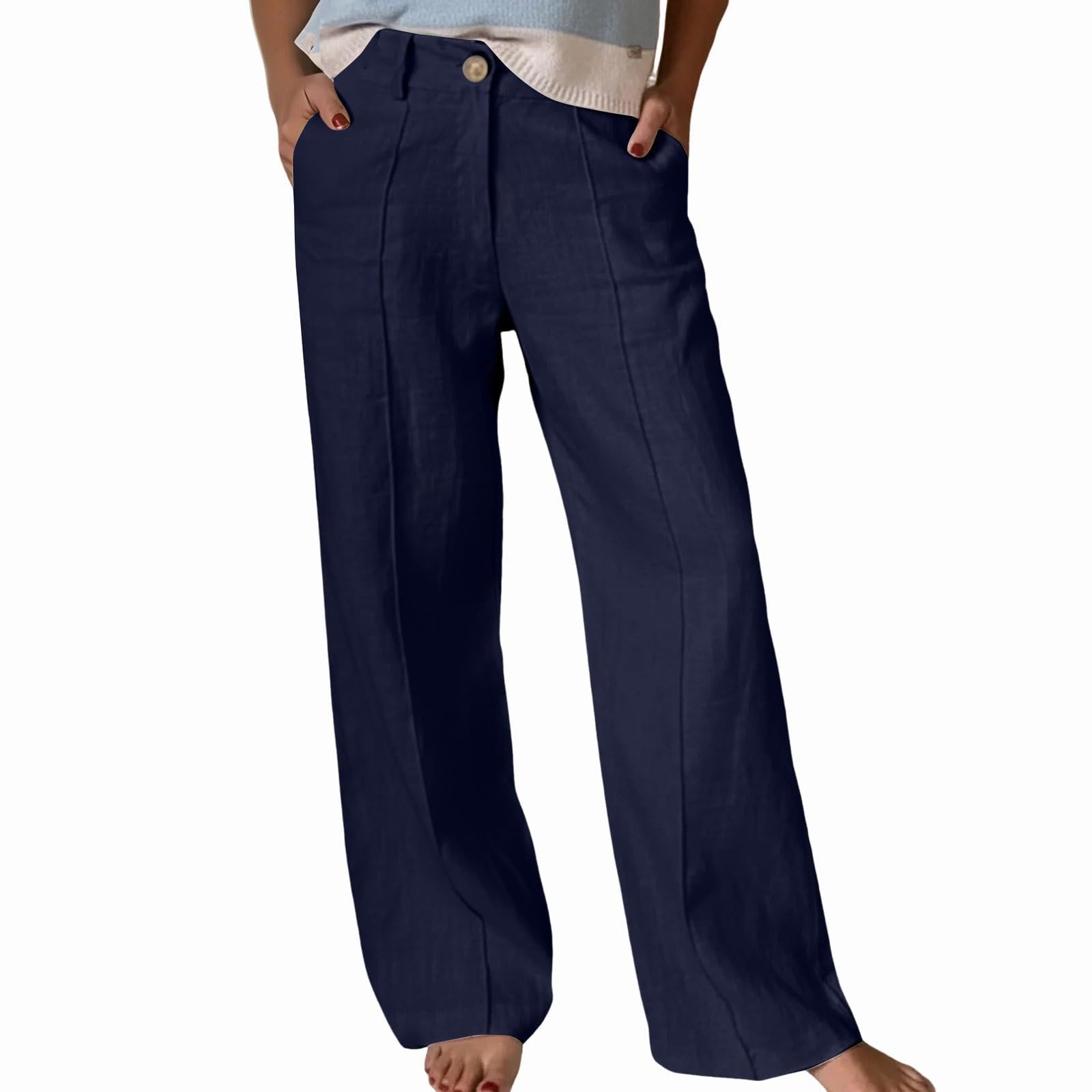 Pantalon taille haute en tissu extensible fluide et léger - 8