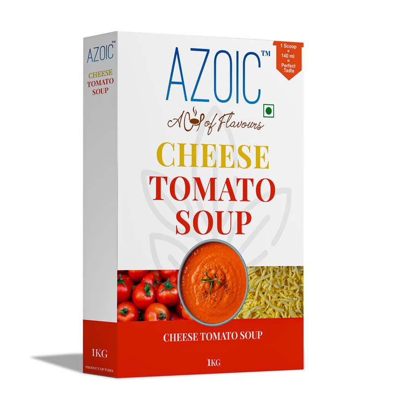 AZOIC Instant Cheese Tomato Soup Premium and Organic Taste Enriched with Tangy Tomato, Black Pepper & Elachi Ready to Serve in 10 Second (1 KG, 90 Cups)