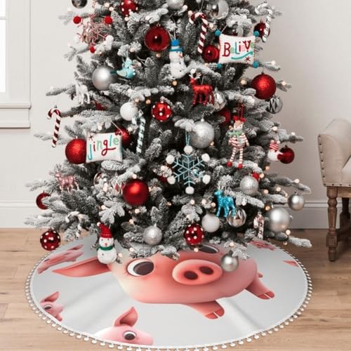 Jupe de sapin de Noël avec pompons de 122 cm tapis double couche - 8