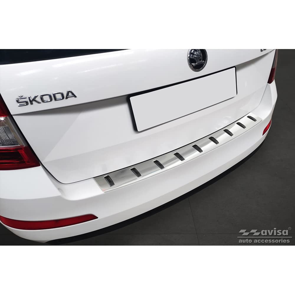 Avisa Stainless Steel Rear bumper protector compatible with Skoda Octavia III 2013-2017 'STRONG EDITION'