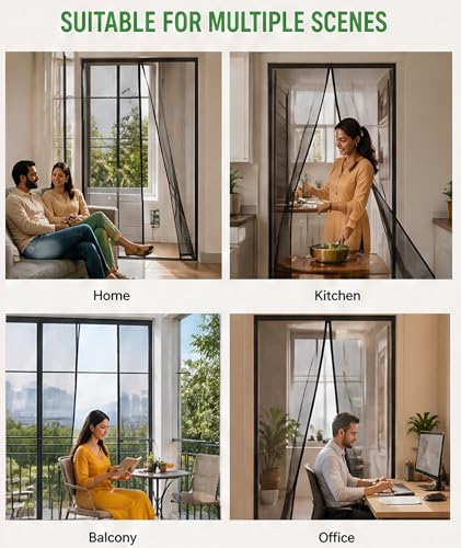 Image of 210x100cm Magnetic Curtain for Door, Magnetic Ac Curtain for Door, Magnetic Mesh Curtain, Breathable Protective Net, Anti Insect Ventilation Screen Suitable for Home Household Use