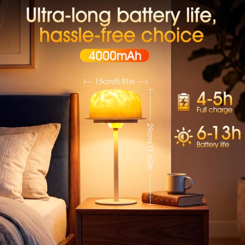 Image of Neoglint Waterproof Shower Lamp, RGB Water Ripple Projector Light | IP65 Waterproof Ocean Wave Bathroom Lamp, 4000mAh Battery, 16 Colors and 3 Warm Whites, Quiet Rotation Timer