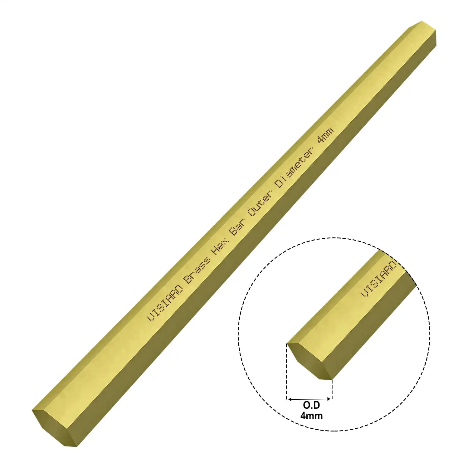 Visiaro Hard Brass Hex Bar, 1ft, Outer Dia 4 mm, Pack of 1 1
