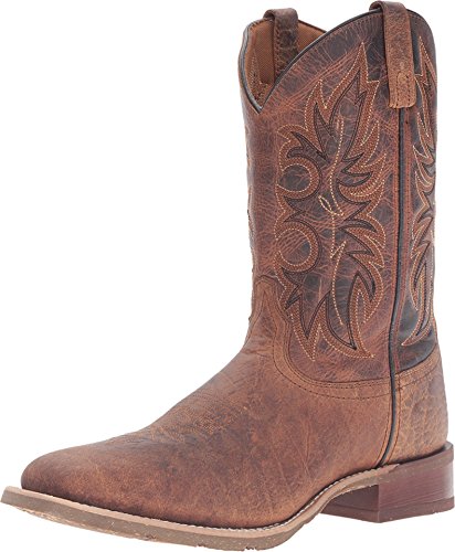 Image of Laredo Mens Montana Embroidered Square Toe Pull On Casual Boots Mid Calf - Brown