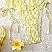 Women's 2026 Summer Halter Bikini Two Piece Swimsuit Textured Cutout Side Tie Bathing Suit Beaded Y2k Swimwear Yellow