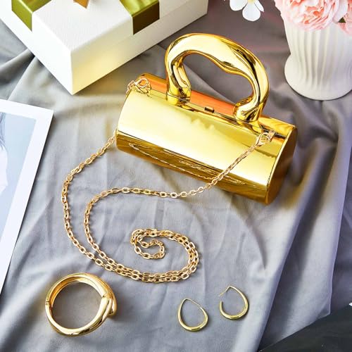 Quelay 3 Pcs Clutch Purse Jewelry Set for women Evening Prom Purses Metallic Handbag jewelry accessories Bracelet Earrings for Formal Wedding Banquet Retro4