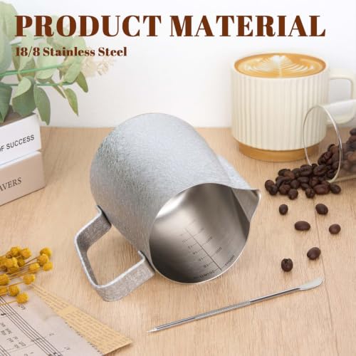 Image of Amrules Milk Frothing Pitcher 20oz Frother Cup Barista Tools, Crackle