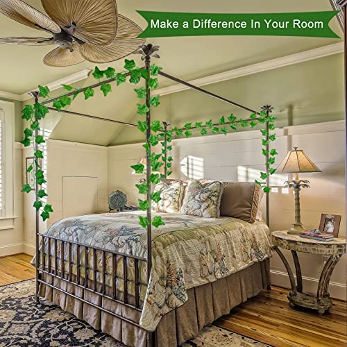 Ohemdi 12 Pack 84 Feet Artificial Ivy Vine, Fake Vines With Fake Leaves And Hanging Vines For Bedroom Wedding Home Kitchen Garden Party Room Decor (Green) #TOP5
