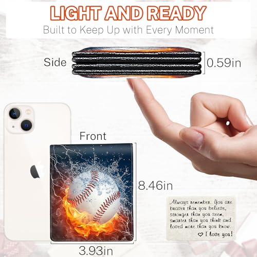 Image of Boys Wallet for Kids, Teen Boy Baseball Wallets 9-12 8-10 8-12, Cool Novelty Leather Bifold Rfid Blocking Purse Coin Pocket Zipper Id Window for Children Men Male Youth Guys Birthday Gifts