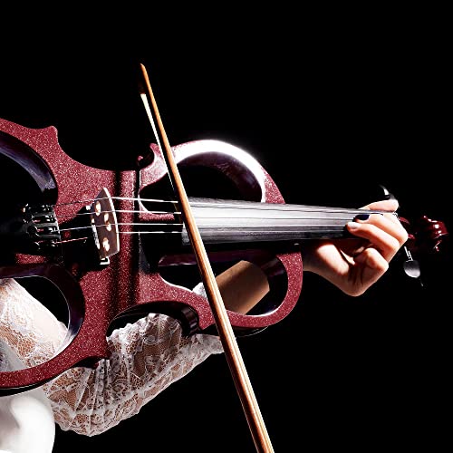 4/4 Electric Violin, Full Size Right Hand Electric Wood Silent Violin With Fiddle Musical Instrument Fittings Headphone, Electric Violin Kit (Red) #TOP3