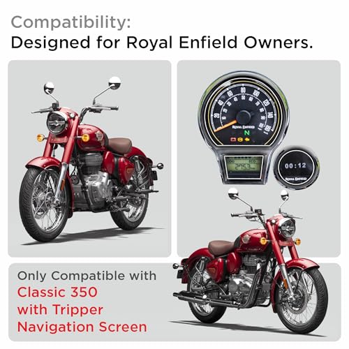 Image of Spartan Shield [2 PACK] Screen Protector For ROYAL ENFIELD CLASSIC 350 [with Tripper Navigation Screen] - 4 inch Instrument Cluster Guard || Anti Scratch | Water Resistant | HD Clarity || Classic350 TFT Display Bike Accessory 2025+ [Not Tempered Glass]