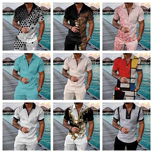 Size M Beige Mens Short Sets 2 Piece Outfits Polo Shirt Fashion Summer Tracksuits Casual Set Short Sleeve And Shorts Set For Men #TOP4