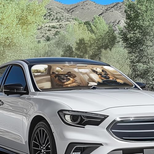 Image of Fashion Sheepdog Sun Shade for Car Window Foldable Automotive Front Window Sunshade Protector Heat Reflector-Keep Your Vehicle Cool Universal for Auto Truck Van SUV
