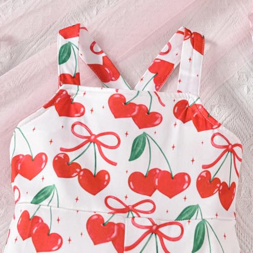 Emmababy Cherry Outfit Toddler Girl Bell Bottom Romper Fruit Print Jumpsuit Suspender Flare Pants Kids Wide Leg Overalls 1-6T4