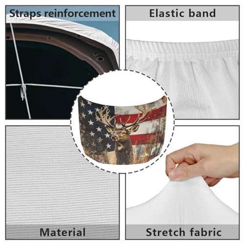 Image of Car Snow Cover,A Waterproof,Windproof Half Car Cover for Winter Frost and Ice Removal-American Flag Deer