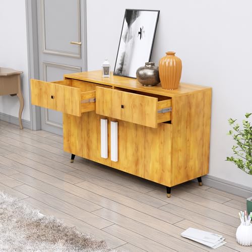 Image of Bniture Storage Cabinet Wooden for Living Room Sideboard with 2 Drawer and 2 Door | Multipurpose Storage Organizer Chest of Drawer Cabinet for Home Hallway Drawing Room Bedroom Kitchen | Giant Wood