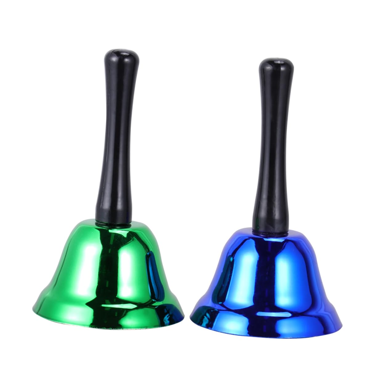 FUNOMOCYA 2Pcs Handheld Metal Bell Green Blue Christmas Decorations for Crafts Festivals and Holiday Celebrations