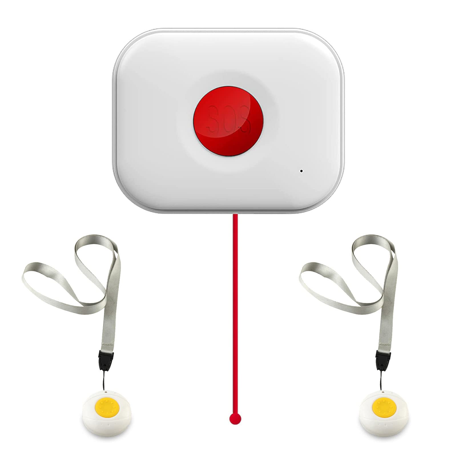 Wolf Guard Sistema de Alarma 4G, cordón SOS, botón de Llamada de Emergencia de marcación automática para Pacientes de Edad Avanzada, hogar Personal (2 Botones + 1 Receptor)