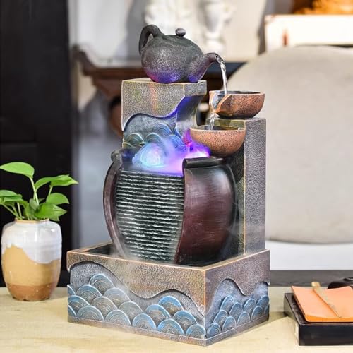 Fontaine à eau de table avec conception de cascade pour éliminer le stress du bureau - 8