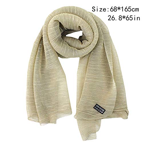 YAOSEN Women Solid Shimmer Hijab Muslim Head Wrap Long Scarf (Shimmer-Apricot)2