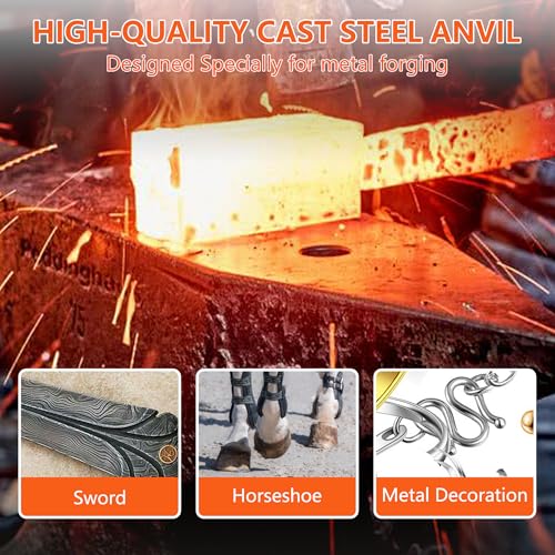 image for Easmvetaln 110Lbs Cast Steel Anvil,Single Horn Anvil,High Hardness Rou