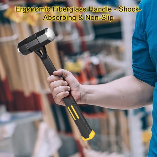 Image of Sledge Hammer - Heavy Duty Drilling Hammer with Forge d Steel Head & Fiberglass Handle, Perfect for Demolition, Construction, and Blacksmithing (3lb Forged Forged One Piece Sledge Hammer)