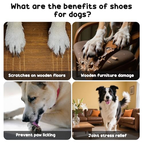 4 PCS Hundeschuhe Sommer, Hundeschuhe Pfotenschutz, Pfotenschutz für Hunde, Ausgestattet mit Reflektierendem Band, Geeignet für Den Lnnen- und Außenbereich, Atmungsaktiv und Verschleißfest/Schwarz 6