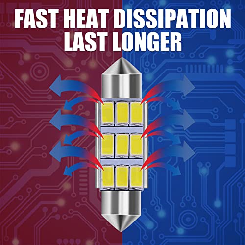 Timnas 4 Pack Led Car Bulb Kit Set, 41Mm 6000K Pure White Bright License Plate Light, Auto Led Double-Tip Light, For Car Interior Lights, Map Dome Lights, Trunk Led Lights Replacement #TOP3