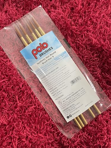 Image of polo Synthetic Hair Round Brushes 9 | Pack of 5 | Premium Fine Detail Paintbrush Set for Artists, Miniature, Watercolor & Acrylic Painting | Soft Bristles for Smooth & Precise Strokes