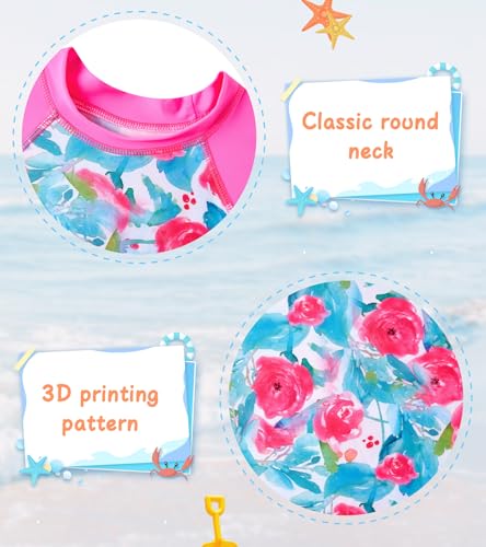Image of UNIFACO Toddler Girls Swimsuit Rashguard Set Summer Beach Breathable Tankini with UPF 50+ Sun Protection 2-8T