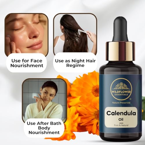 Image of Calendula Oil for Face Skin Hair & Body Hydration Pure & Natural (30ml)
