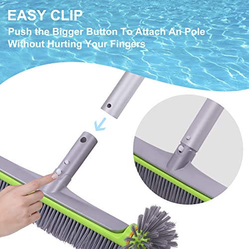 Heavy Duty Round Pool Brush For Wall & Tile With Reinforced Aluminium Back, Premium Strong Bristle Brush,Grey #TOP3