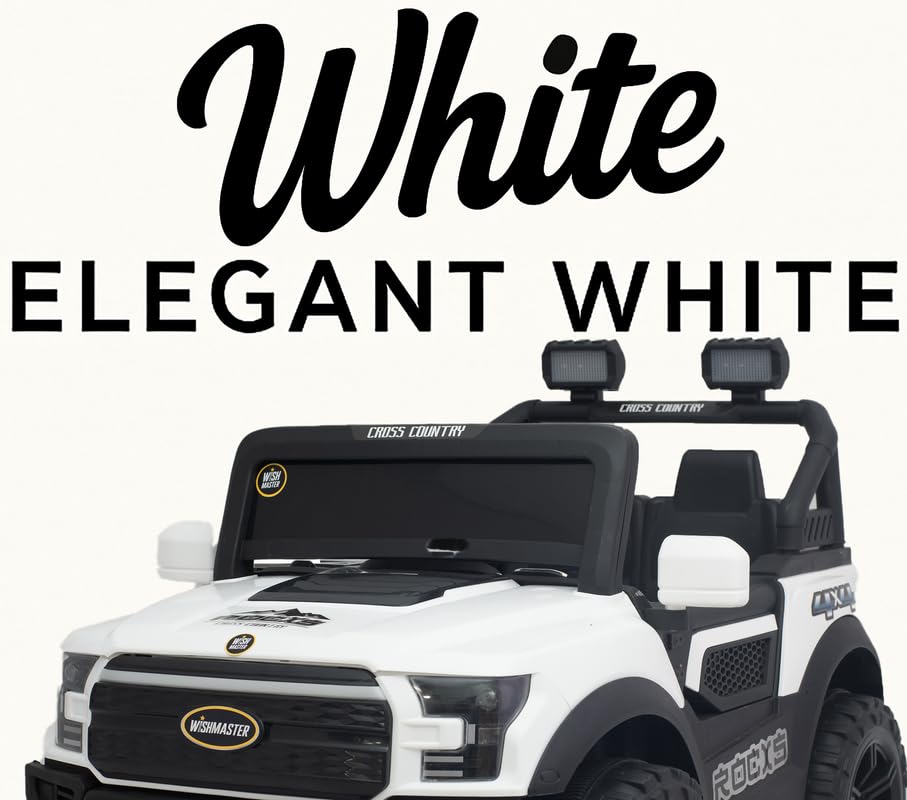 Image of Wishmaster Driving 4 Motors with Bluetooth EV Jeeps for 1, 2, 3, 4, 5, 6 Years | Remote + Steering + Mobile App Control | Kids Car | Birthday Gift