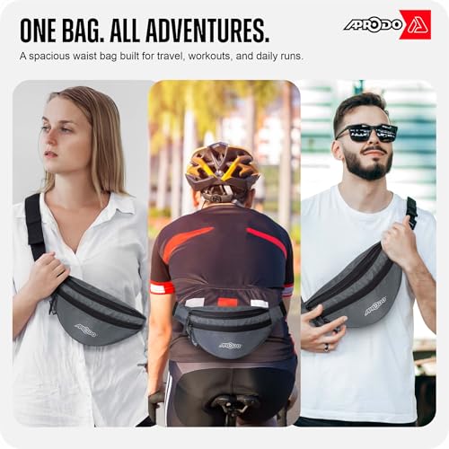 Image of Aprodo Chest & Waist Bag for Men and Women, Hands-Free Fanny Pack Bumbag with 3 Zippered Pockets, Easy Carry Phone Wallet & Cards Beltbag for Sports, Travel, Jogging, Cycling and Workout (Grey)