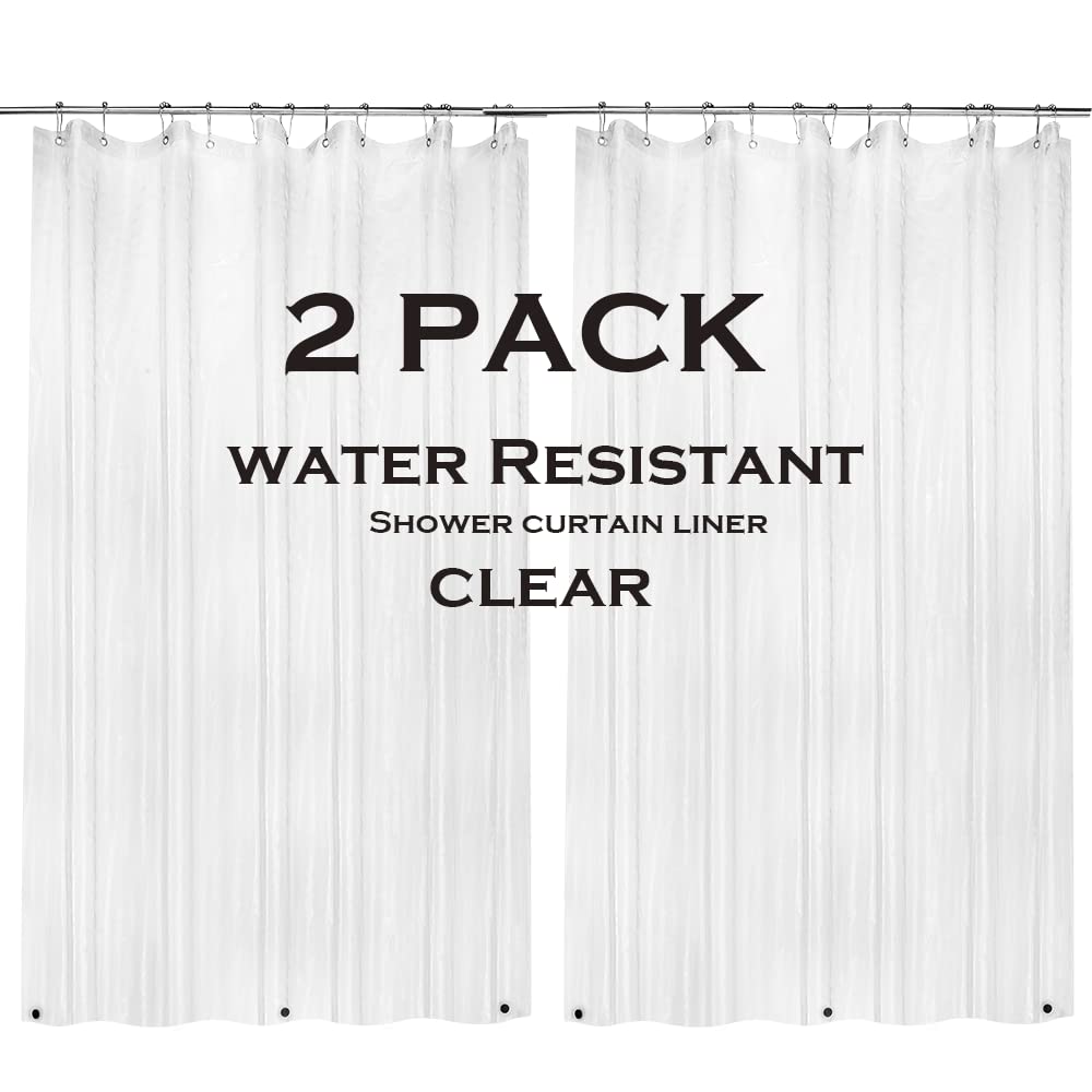 ZEMAHOME 2 Pack PEVA Plastic Shower Curtain Liner Premium Light Weight 72" x 72" Clear Bathroom Shower Showroom Curtain Liner with Rustproof Metal Gromments and Weighted Magnet