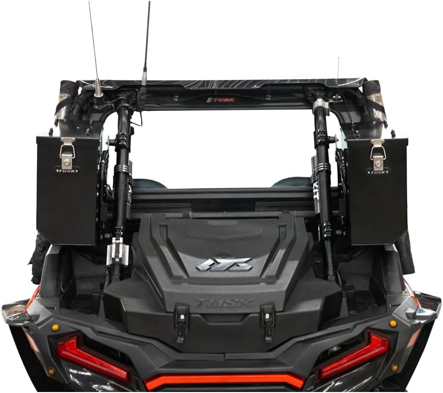 TUSK UTV Quick Release Cargo System - Cage Mounted Medium Box Left & Right Pair Black for Polaris RZR XP Turbo Dynamix Edition 2018-2019