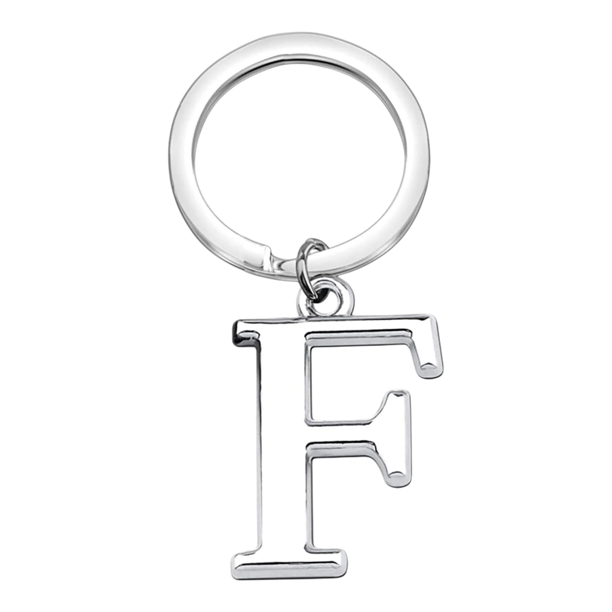 Rohans Keyring Letter - Initial Alphabet Key Ring Charm Silver and Gold (Silver, F)
