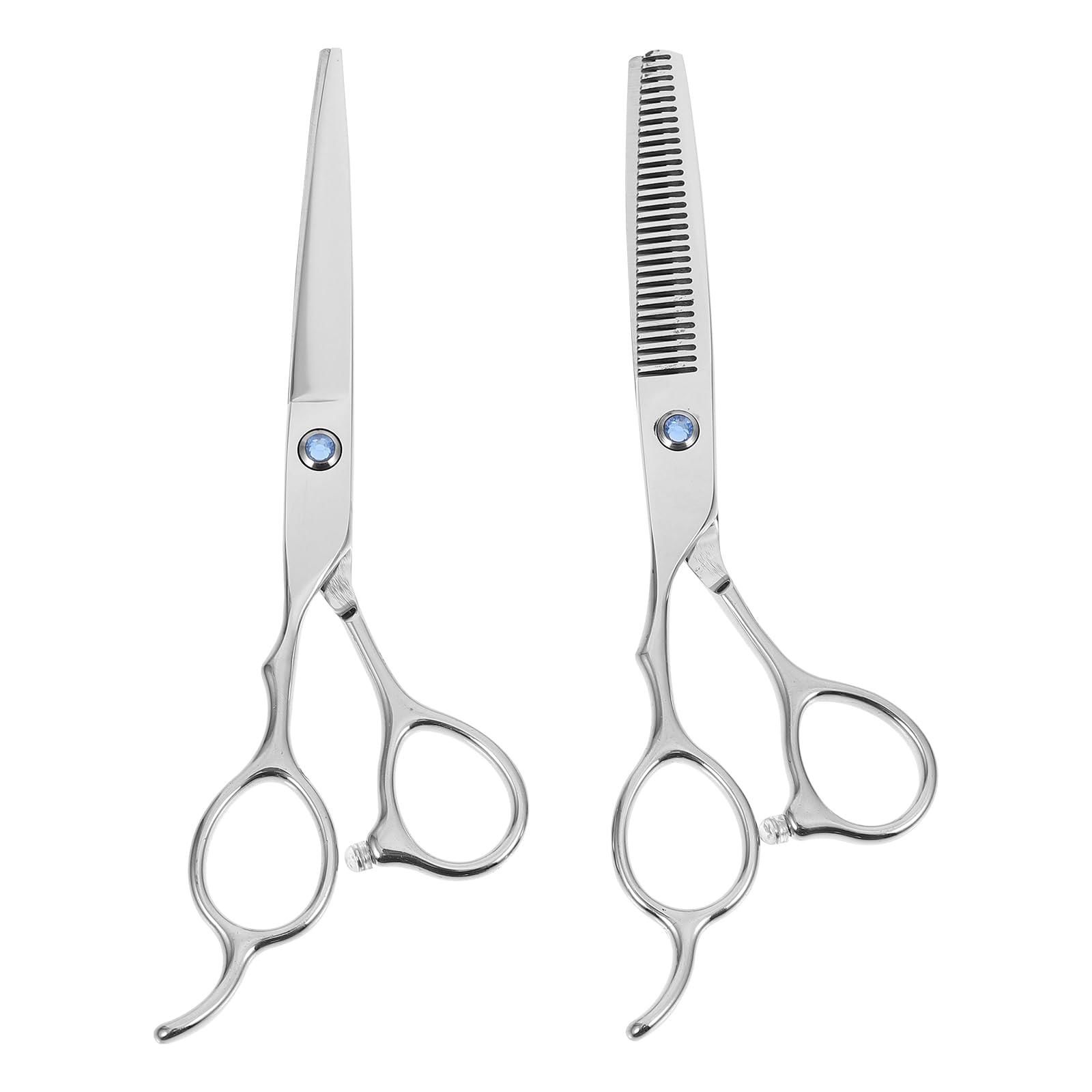 Anneome Ensemble 2 Pièces de Ciseaux de Coupe de Cheveux pour Gauchers en Acier Inoxydable, Design Ergonomique, Professionnel et Amateur, Couleur Argenté