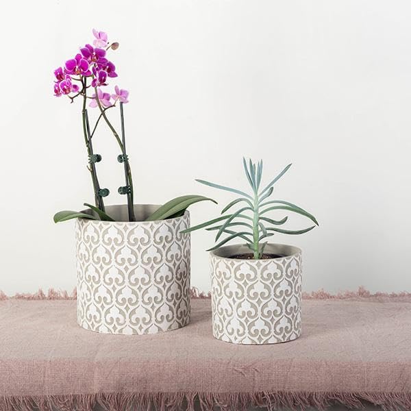 212 Main White & Gray Patterned Cement Planter