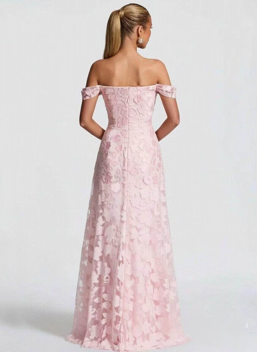 Floral Bridesmaid Dresses for Women Off The Shoulder Long Cowl Neck Prom Dress A Line Formal Evening Dresses