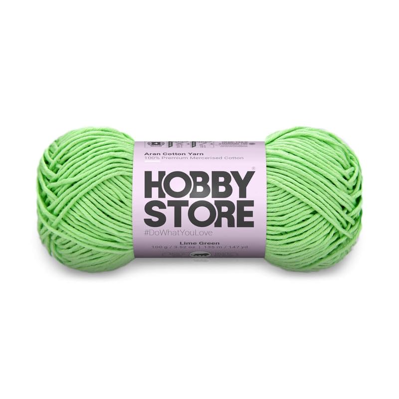 Image of Cotton - Aran Yarn - 100% Mercerised Cotton Aran Yarn for Crochet & Knitting Durable Home Decor (1 ball /100 g) - 426 Lime Green | Magic Needles