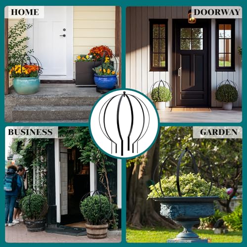 HEYTIMI 2 PCS Metal Garden Round Trellis for Climbing Plants, Large Black Powder Coated Obelisk for Roses, Vines, Flowers, Patio Doorway Garden Decor Indoor Outdoor, Easy Assembly (25.2" x 21.3") by HEYTIMI - Image 7