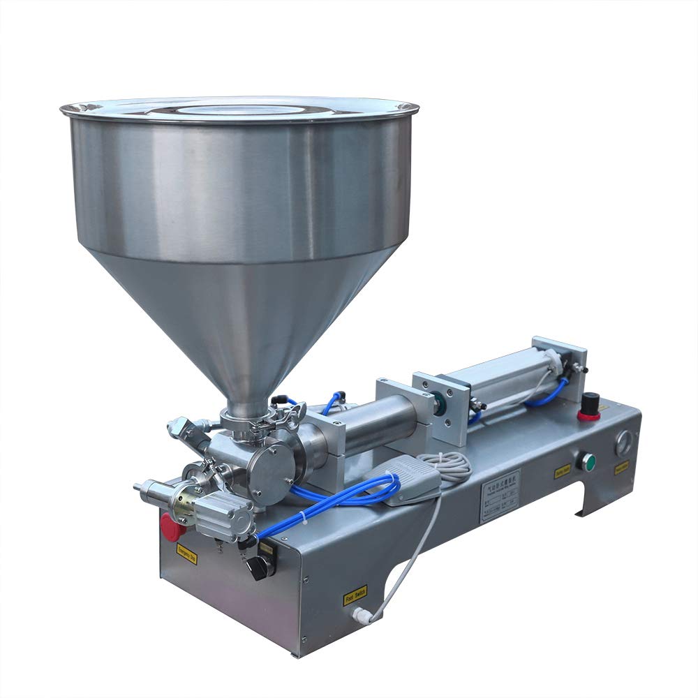 Horizontal Pneumatic Paste Filling Machine, 100ml-1000ml Filling Range Pneumatic Dual-use Paste Filling Machine with Hopper Paste Liquid Filling Machine